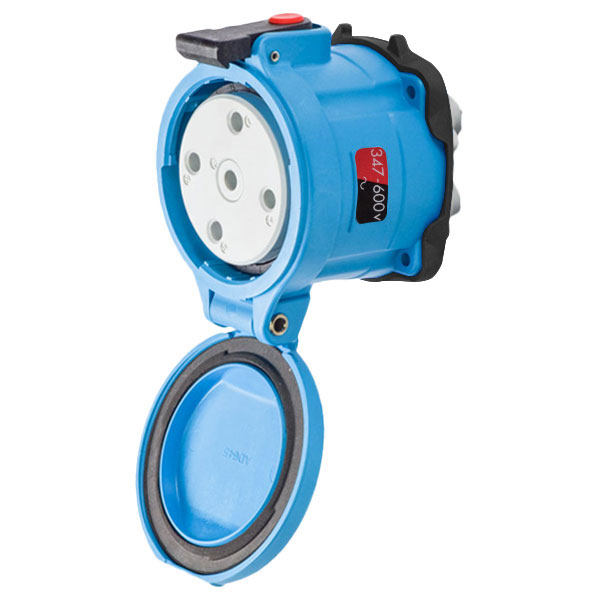 33-64147 - DS60 RECEPTACLE POLY BLUE SIZE 4 TYPE 3R 3P+N+G 60A 347/600 VAC 60 Hz NO AUX